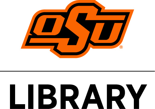Logo of Oklahoma State University (OSU) in orange and black with stylized, overlapping letters 'OSU.' Below the logo is a horizontal line and the word 'LIBRARY' in bold black capital letters.