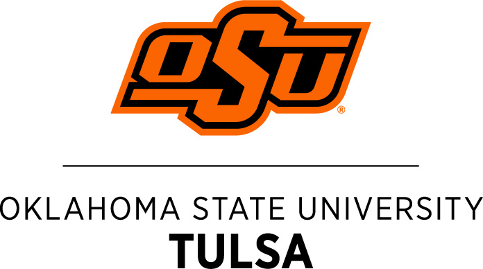 Logo of Oklahoma State University Tulsa, featuring bold orange and black stylized letters 'OSU' above a horizontal line, followed by the text 'OKLAHOMA STATE UNIVERSITY' and 'TULSA' in bold uppercase letters.
